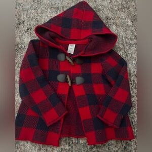 Plaid Red and Black Kids Hooded Coat